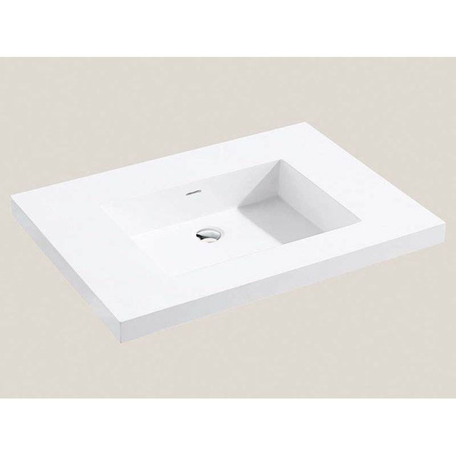 Madeli - Madeli X-Stone Top/Basin, 30'' x 18'' x 1-1/2'', Glossy White, No Faucet Hole - White