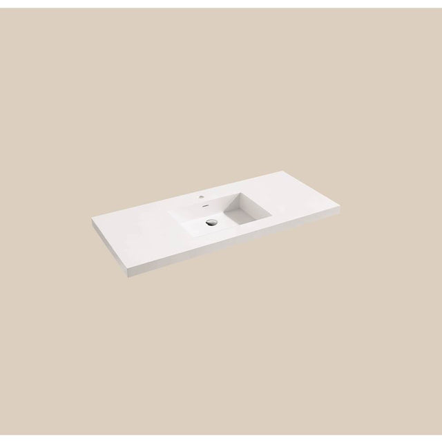Madeli - Madeli X-Stone Top/Basin, 42'' x 18'' x 1-1/2'', Glossy White, Single Faucet Hole - White