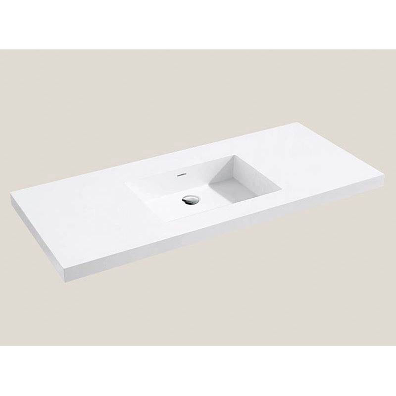 Madeli - Madeli X-Stone Top/Basin, 48'' x 18'' x 1-1/2'', Single Basin, Glossy White, No Faucet Hole - White