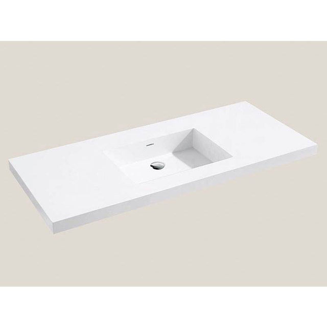 Madeli - Madeli X-Stone Top/Basin, 48'' x 18'' x 1-1/2'', Single Basin, Glossy White, No Faucet Hole - White