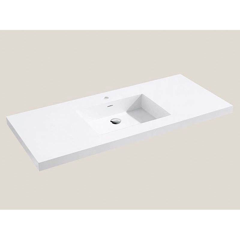 Madeli - Madeli X-Stone Top/Basin, 48'' x 18'' x 1-1/2'', Single Basin, Glossy White, Single Faucet Hole - White