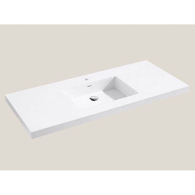 Madeli - Madeli X-Stone Top/Basin, 48'' x 18'' x 1-1/2'', Single Basin, Glossy White, Single Faucet Hole - White