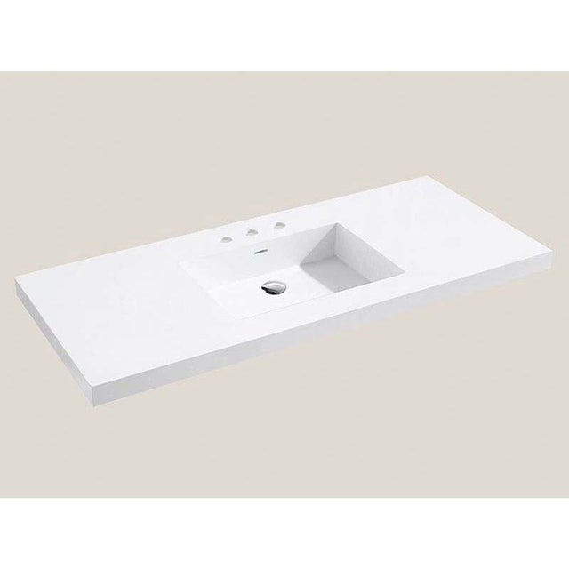 Madeli - Madeli X-Stone Top/Basin, 48'' x 18'' x 1-1/2'', Single Basin, Glossy White, 8'' Widespread Faucet Holes - White