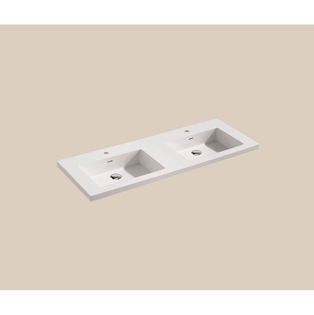 Madeli - Madeli X-Stone Top/Basin, 48'' x 18'' x 1-1/2'', Double Basin, Glossy White, Single Faucet Hole - White