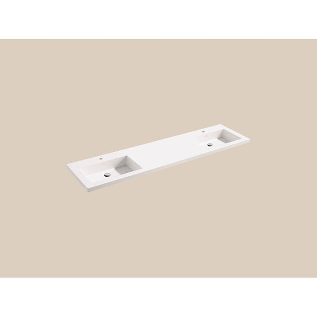 Madeli - Madeli X-Stone Top/Basin, 72'' x 18'' x 1-1/2'', Double Basin, Glossy White, Single Faucet Hole - White