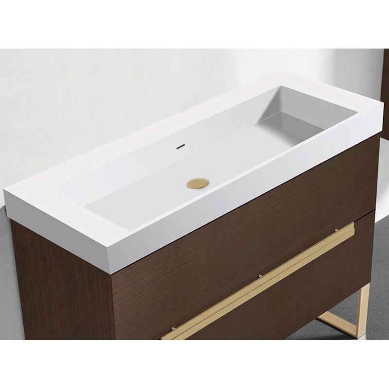 Madeli - Madeli X-Stone Trough Sink, 42'' x 18'' x 4-1/2'', Glossy White, No Faucet Hole - Glossy White