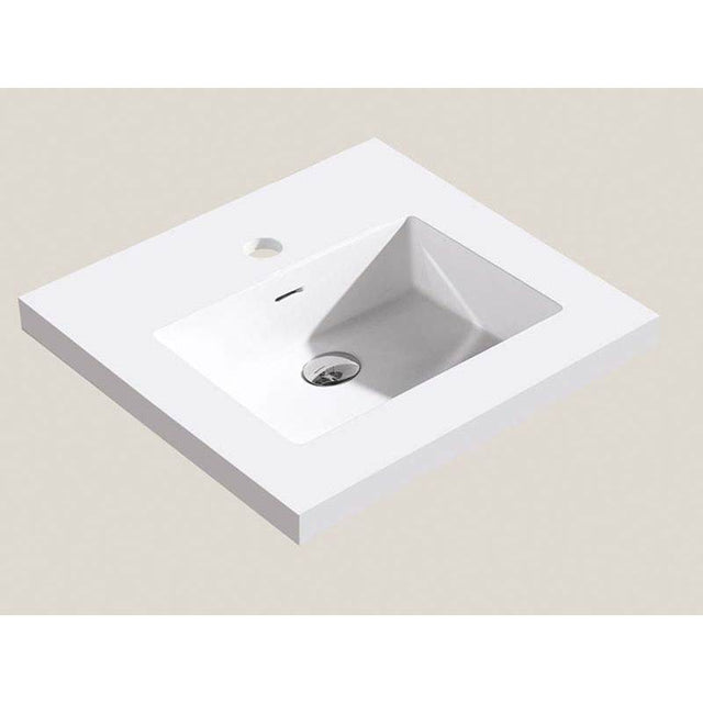 Madeli - Madeli X-Stone Top/Basin, 20'' x 20'' x 1-1/2'', Glossy White, Single Faucet Hole - White