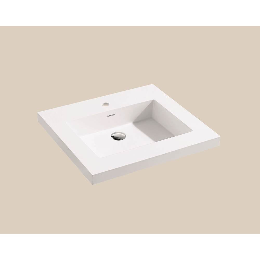 Madeli - Madeli X-Stone Top/Basin, 20'' x 22'' x 2'', Glossy White, Single Faucet Hole - White