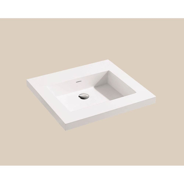 Madeli - Madeli X-Stone Top/Basin, 24'' x 22'' x 2'', Glossy White, No Faucet Hole - White
