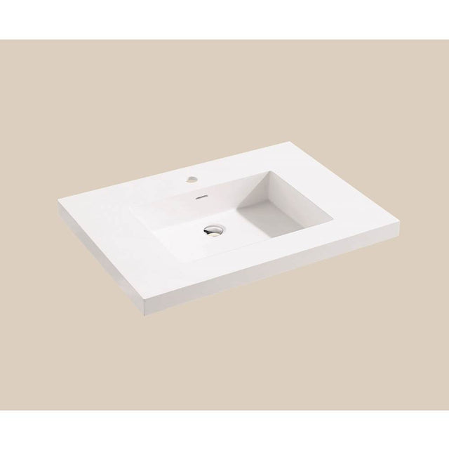 Madeli - Madeli X-Stone Top/Basin, 30'' x 22'' x 2'', Glossy White, Single Faucet Hole - White