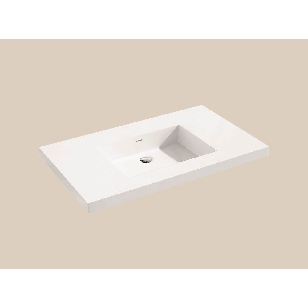 Madeli - Madeli X-Stone Top/Basin, 36'' x 22'' x 2'', Glossy White, No Faucet Hole - White