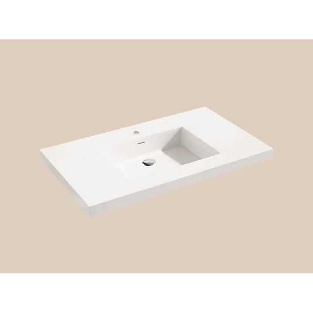 Madeli - Madeli X-Stone Top/Basin, 36'' x 22'' x 2'', Glossy White, Single Faucet Hole - White