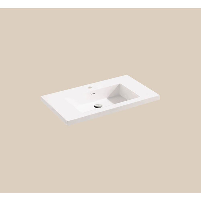 Madeli - Madeli X-Stone Top/Basin, 42'' x 22'' x 2'', Glossy White, Single Faucet Hole - White