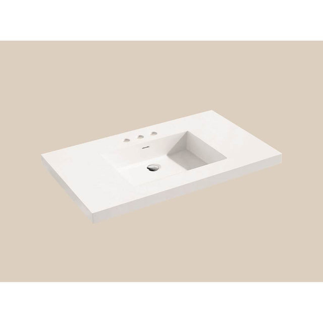 Madeli - Madeli X-Stone Top/Basin, 42'' x 22'' x 2'', Glossy White, 8'' Widespread Faucet Holes - White