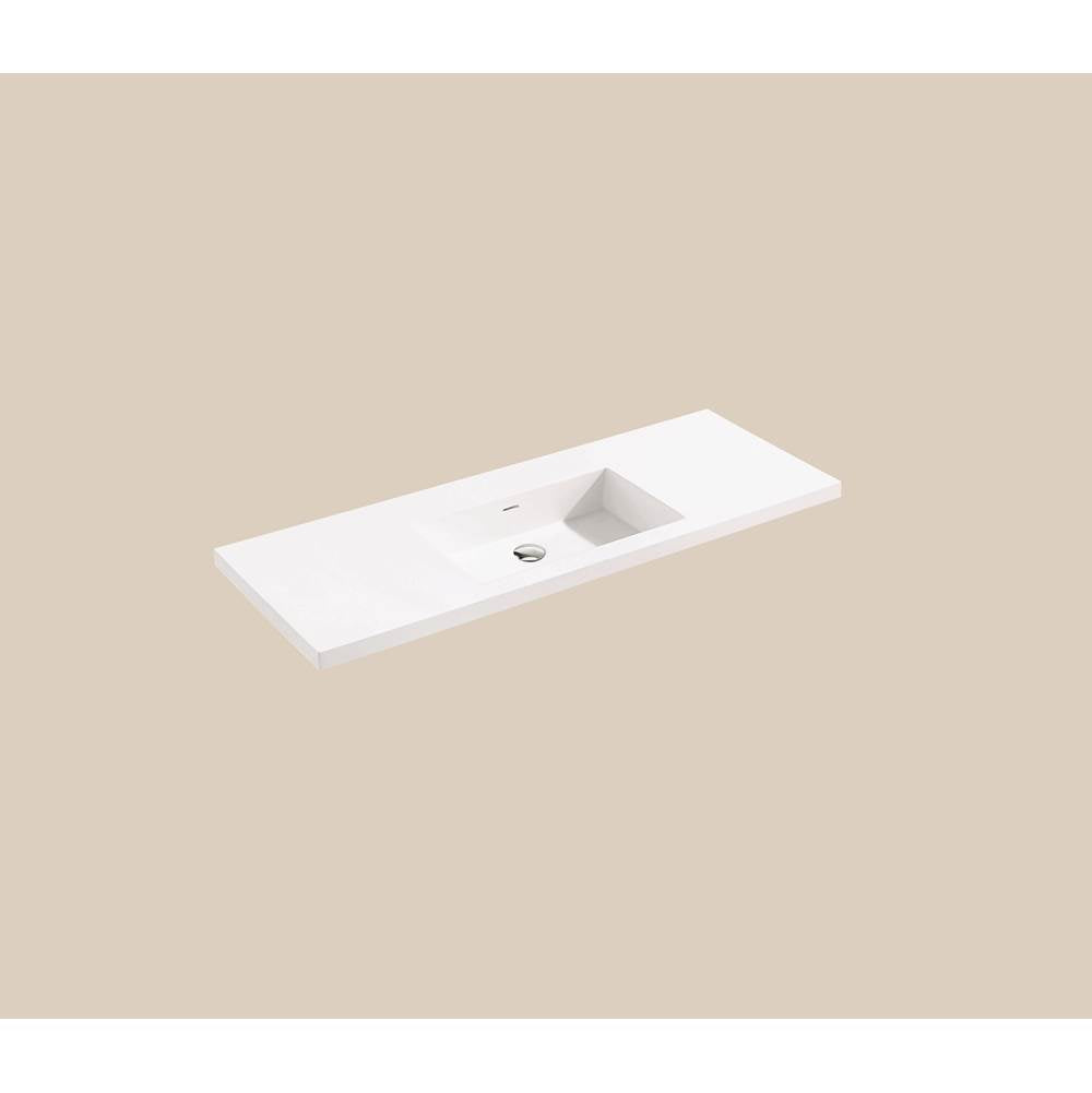Madeli - Madeli X-Stone Top/Basin, 48'' x 22'' x 2'', Single Basin, Glossy White, No Faucet Hole - White