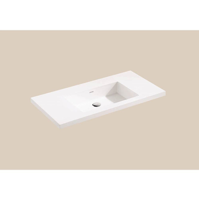 Madeli - Madeli X-Stone Top/Basin, 60'' x 22'' x 2'', Single Basin, Glossy White, No Faucet Hole - White
