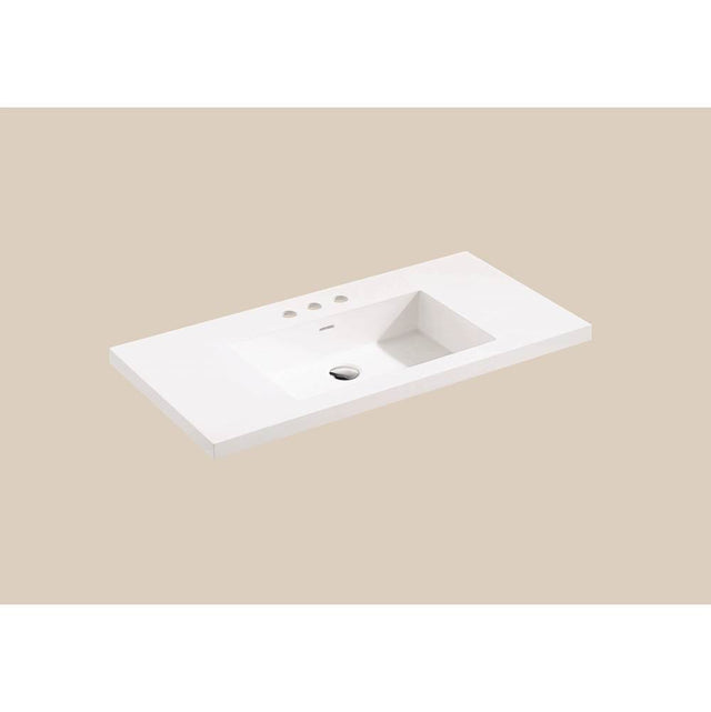 Madeli - Madeli X-Stone Top/Basin, 60'' x 22'' x 2'', Single Basin, Glossy White, 8'' Widespread Faucet Holes - White