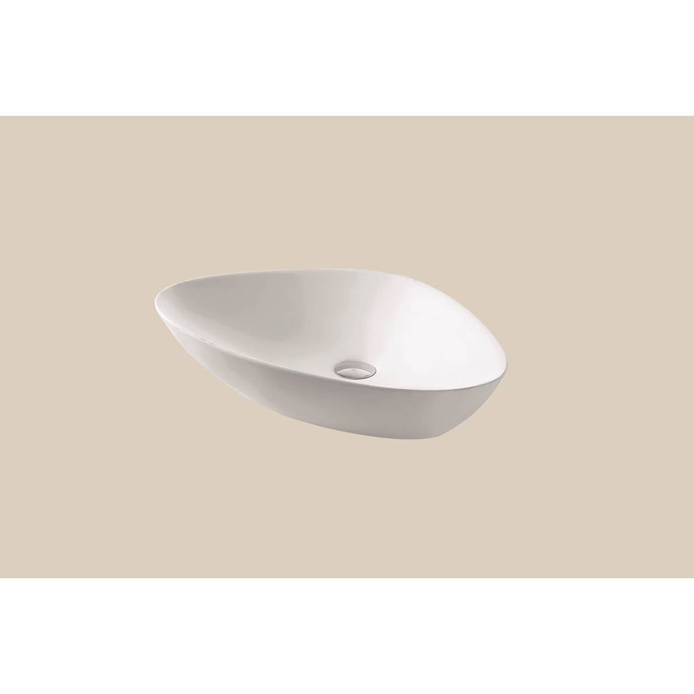 Madeli - Madeli X-Stone Vessel, 25-9/16'' x 15-5/8'' x 5'',  Free Form, Glossy White - Glossy White