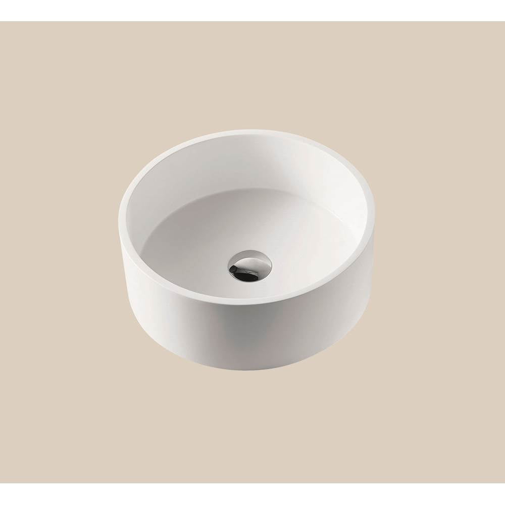 Madeli - Madeli X-Stone Vessel, 15-1/2'' x 15-1/2'',  Round, Glossy White - Glossy White