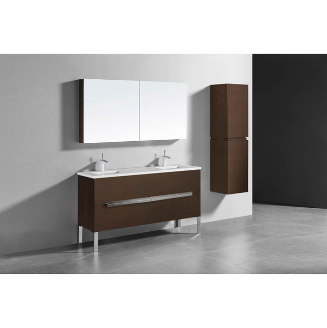 Madeli - Madeli Soho 60D'' Free standing Vanity Cabinet in Walnut/HW: Matte Black(MB) - Walnut With Matte Black