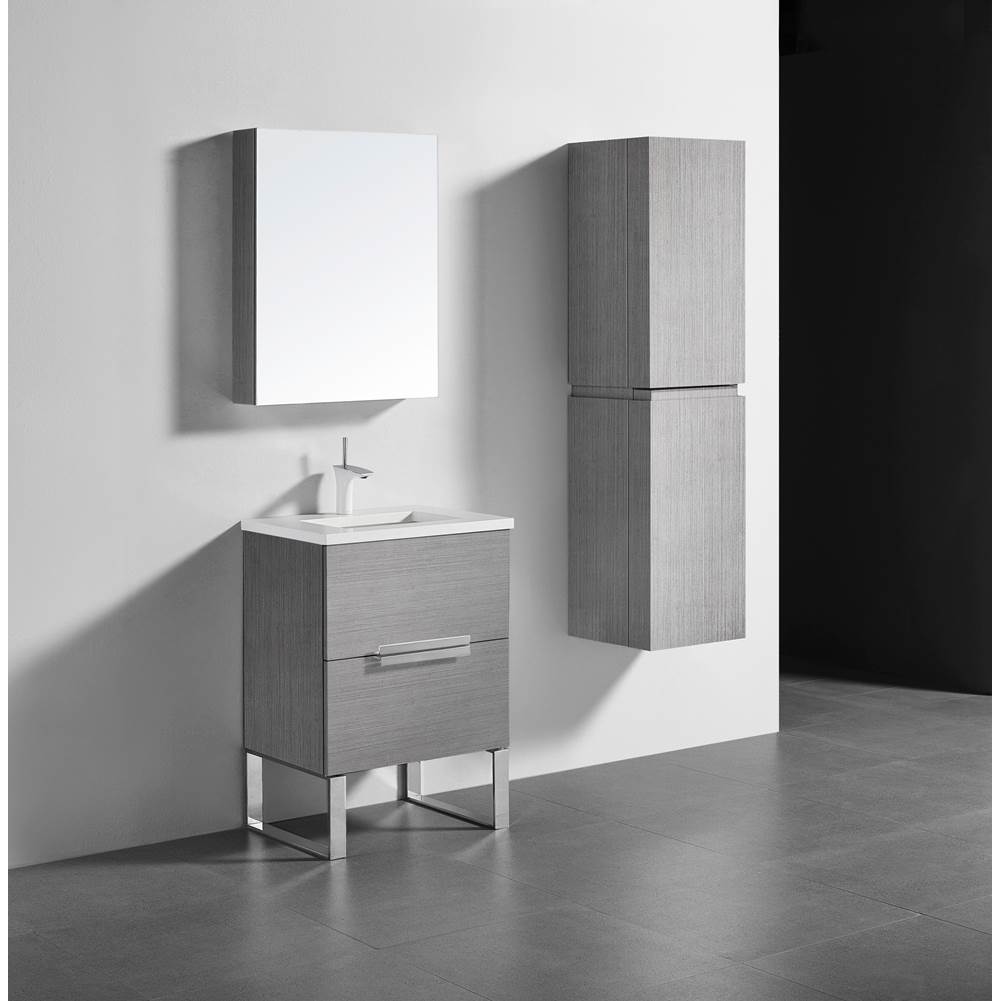 Madeli - Madeli Soho 24'' Free standing Vanity Cabinet in Ash Grey/HW: Polished Chrome(PC) - Ash Gray With Polished Chrome