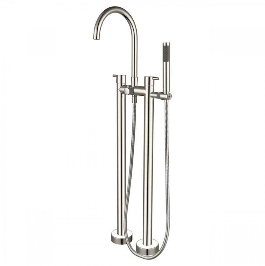 Maidstone - Double Post Freestanding Gooseneck Faucet - Brushed Nickel