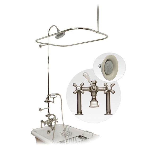 Maidstone - Deck Mount Shower Kit with Classic Spout Faucet Rim Mount Shower Enclosure - Oil Rubbed Bronze