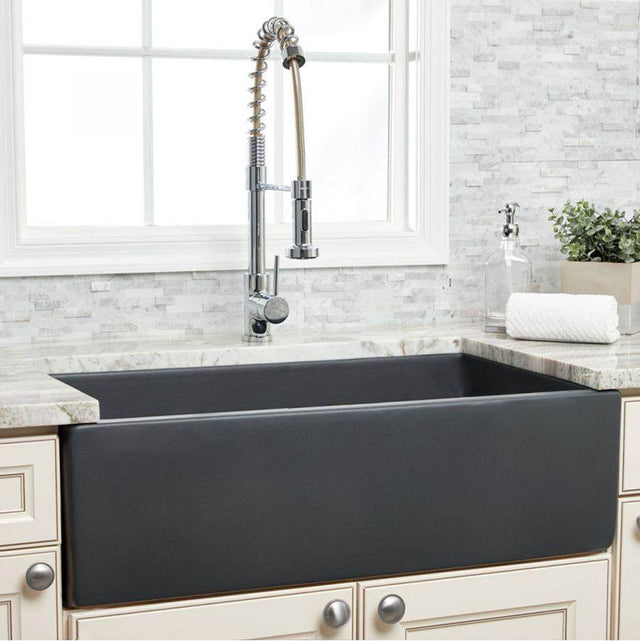 Maidstone - 33'' x 18'' Reversible Fireclay Farmhouse Sink - Matte Dark Gray