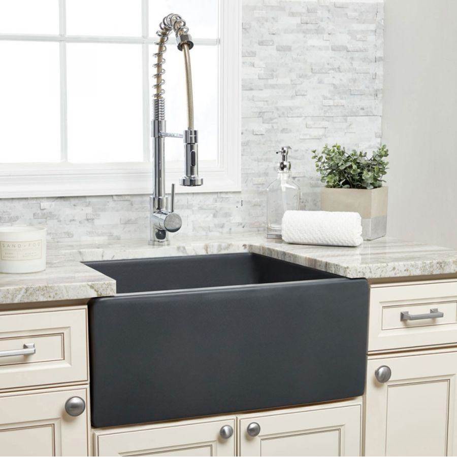 Maidstone - 24'' x 18'' Reversible Fireclay Farmhouse Sink - Matte Dark Gray