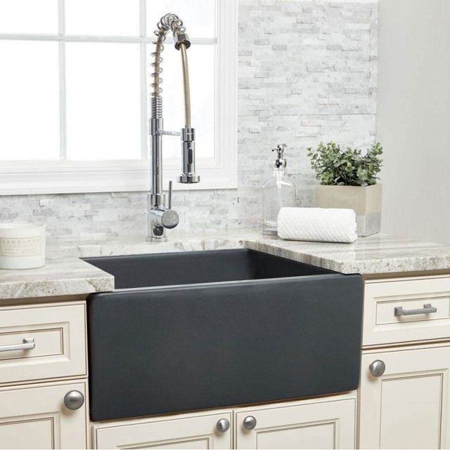 Maidstone - 24'' x 18'' Reversible Fireclay Farmhouse Sink - Matte Dark Gray