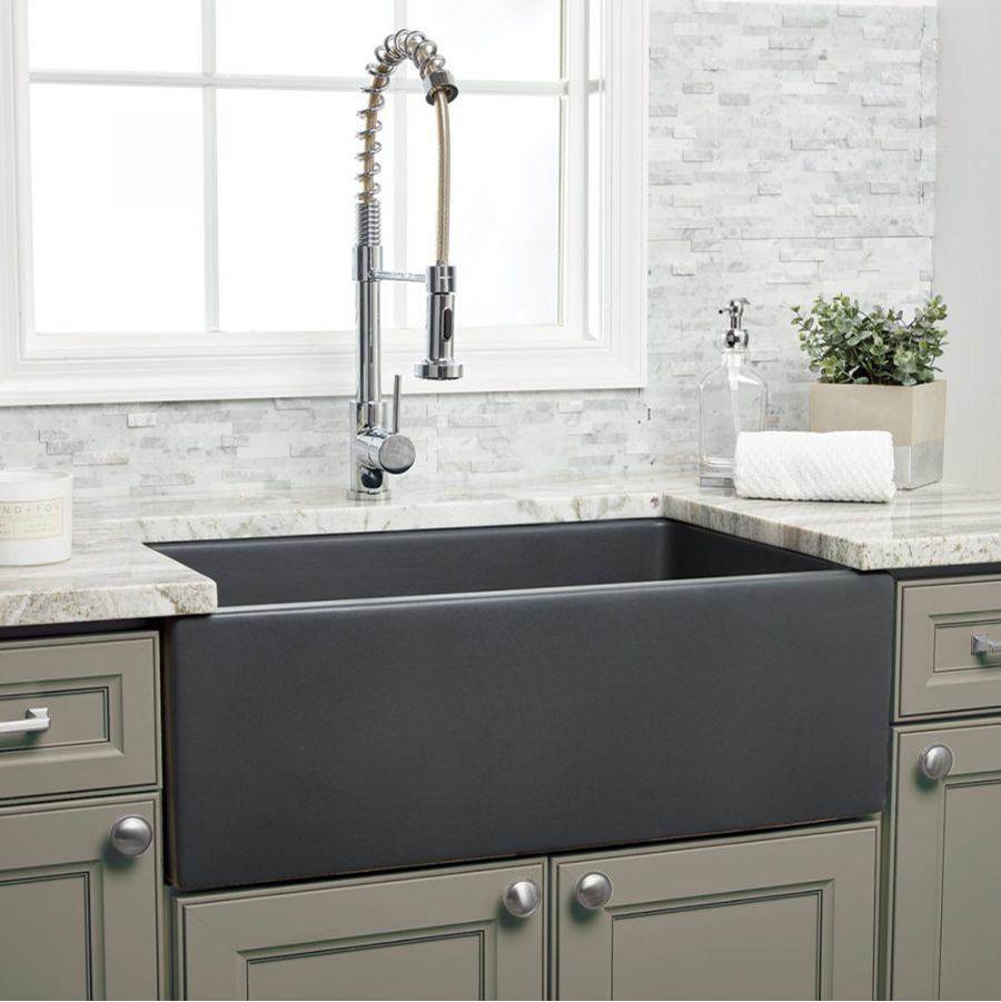 Maidstone - 30'' x 18'' Reversible Fireclay Farmhouse Sink - Matte Dark Gray