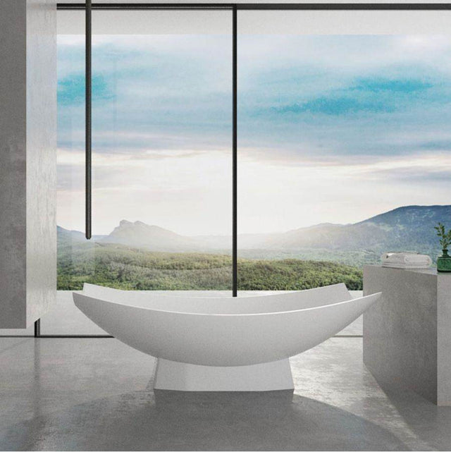Maidstone - Gabriel 70 Inch Resin Hammock Freestanding Tub - White With Matte Black