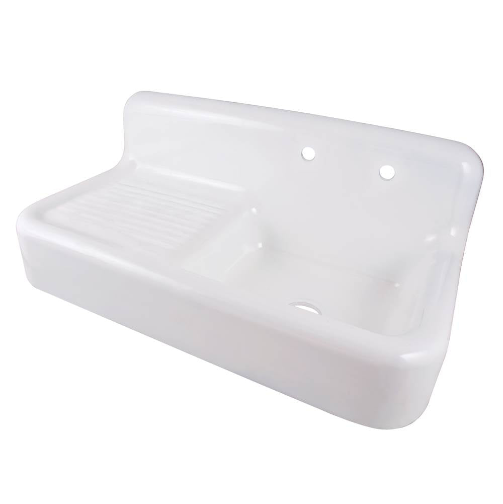 Maidstone - 42'' Cast Iron Sink with Drainboard - White
