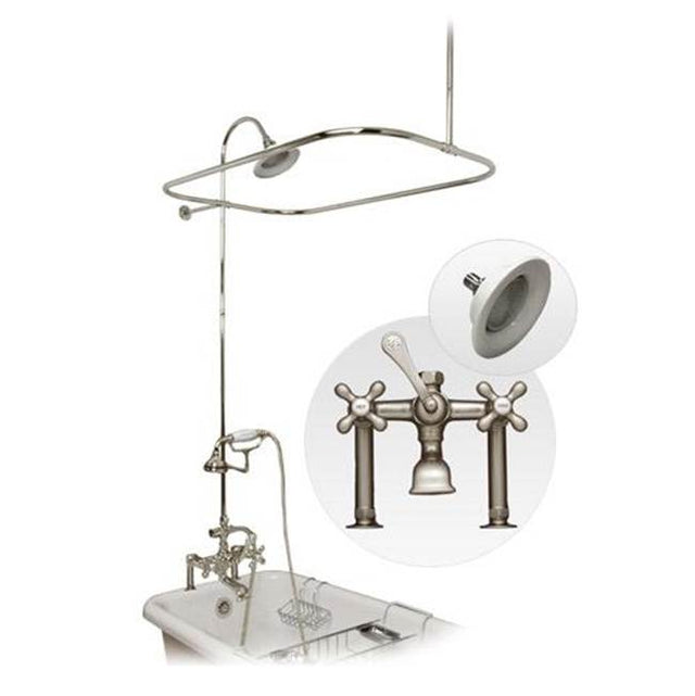 Maidstone - Deck Mount Shower Kit with Classic Spout Faucet Rim Mount Shower Enclosure - Oil Rubbed Bronze