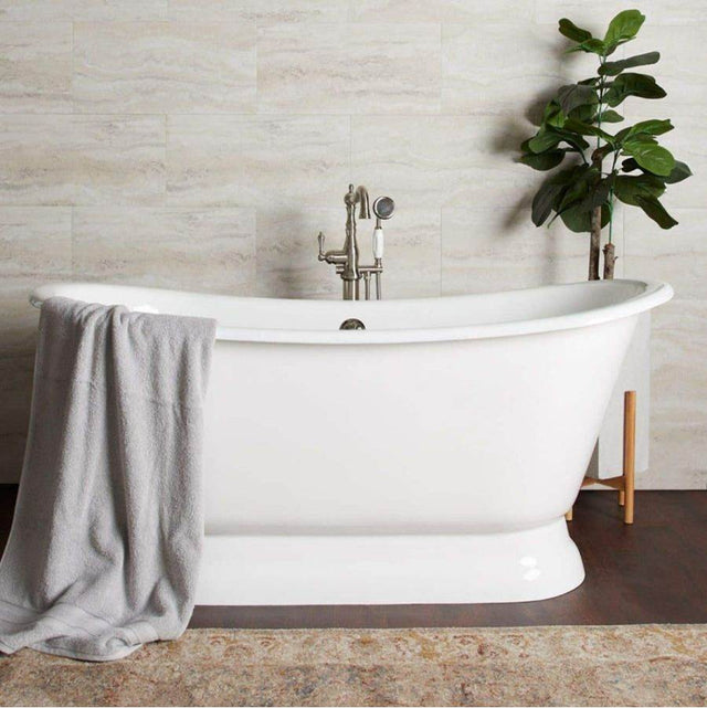 Maidstone - Shailee Cast Iron Double Slipper Pedestal Tub - White