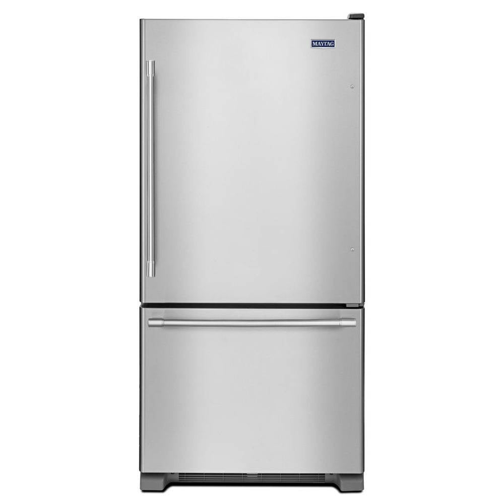 Maytag - 33-Inch Wide Bottom Mount Refrigerator - 22 Cu. Ft. - Fingerprint Resistant Stainless Steel