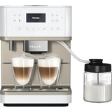 Miele - CM 6360 MilkPerfection Lotus White Countertop Coffee Machine - Lotus White Clean Steel Metallic