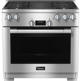 Miele - HR 1135-3 G AG GR - 36'' Gas Range DirectSelect 4 Burner/Grill - Clean Touch Steel