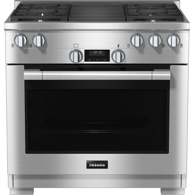 Miele - HR 1135-3 G AG GR - 36'' Gas Range DirectSelect 4 Burner/Grill - Clean Touch Steel