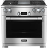 Miele - HR 1136-3 LP AG GD - 36'' Gas Range DirectSelect LP Burner/Griddle - Clean Touch Steel