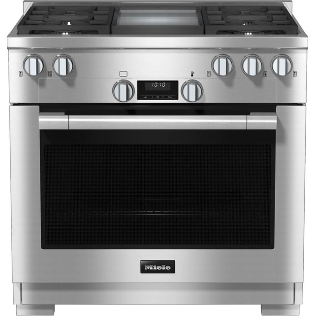 Miele - HR 1136-3 LP AG GD - 36'' Gas Range DirectSelect LP Burner/Griddle - Clean Touch Steel