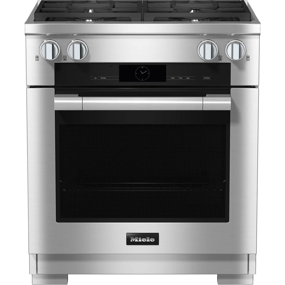 Miele - HR 1924-3 G DF - 30'' Duel Fuel Range 4 Burner MTouch - Clean Touch Steel