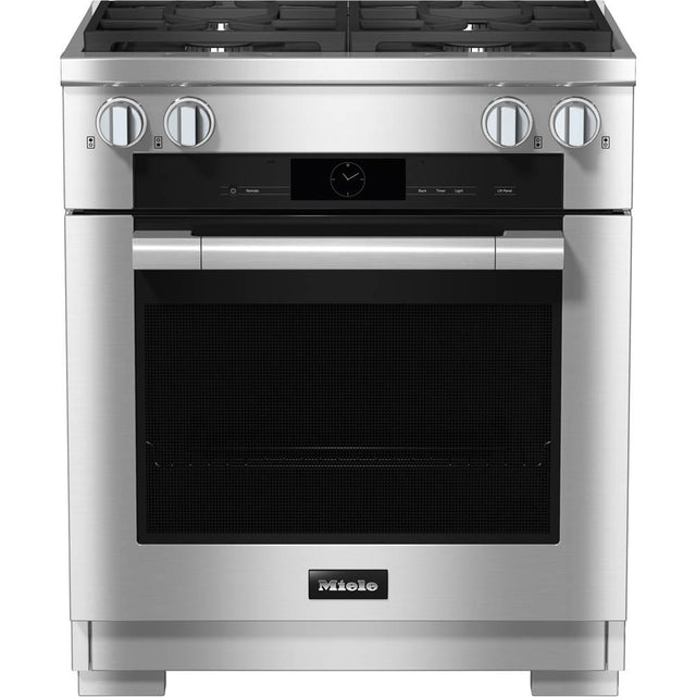 Miele - HR 1924-3 G DF - 30'' Duel Fuel Range 4 Burner MTouch - Clean Touch Steel
