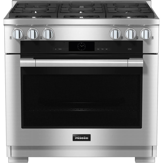 Miele - HR 1934-3 LP DF - 36'' Duel Fuel Range LP 6 Burner MTouch - Clean Touch Steel