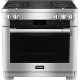 Miele - HR 1935-3 G DF GR - 36'' Duel Fuel Range 4 Burner/Grill MTouch - Clean Touch Steel