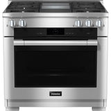 Miele - HR 1936-3 G DF GD - 36'' Duel Fuel Range 4 Burner/Griddle MTouch - Clean Touch Steel