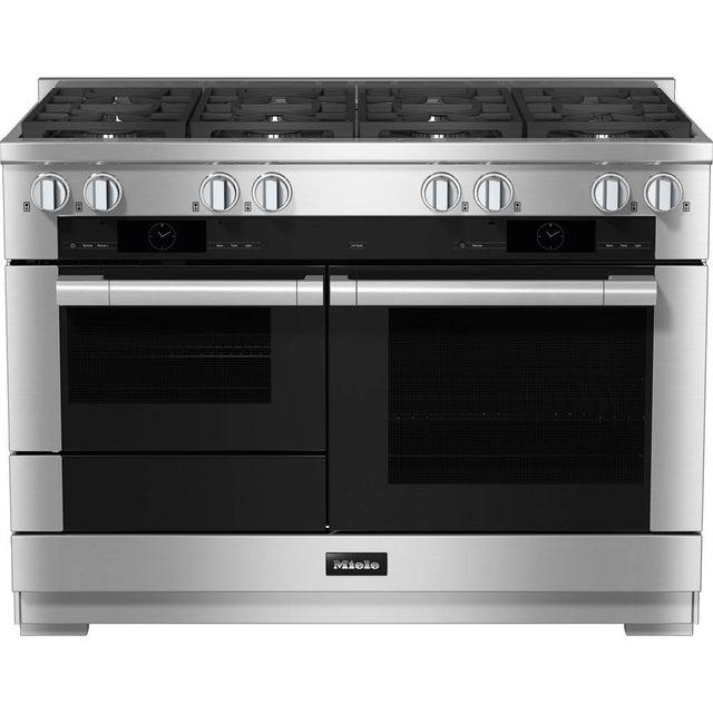 Miele - HR 1954-3 G DF - 48'' Duel Fuel Range 8 Burner MTouch - Clean Touch Steel