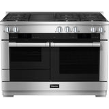 Miele - HR 1955-3 G DF GR - 48'' Duel Fuel Range 6 Burner/Grill MTouch - Clean Touch Steel
