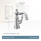 Weymouth One-Handle Single Hole Traditional Bathroom Sink Faucet with Drain Assembly, Chrome
