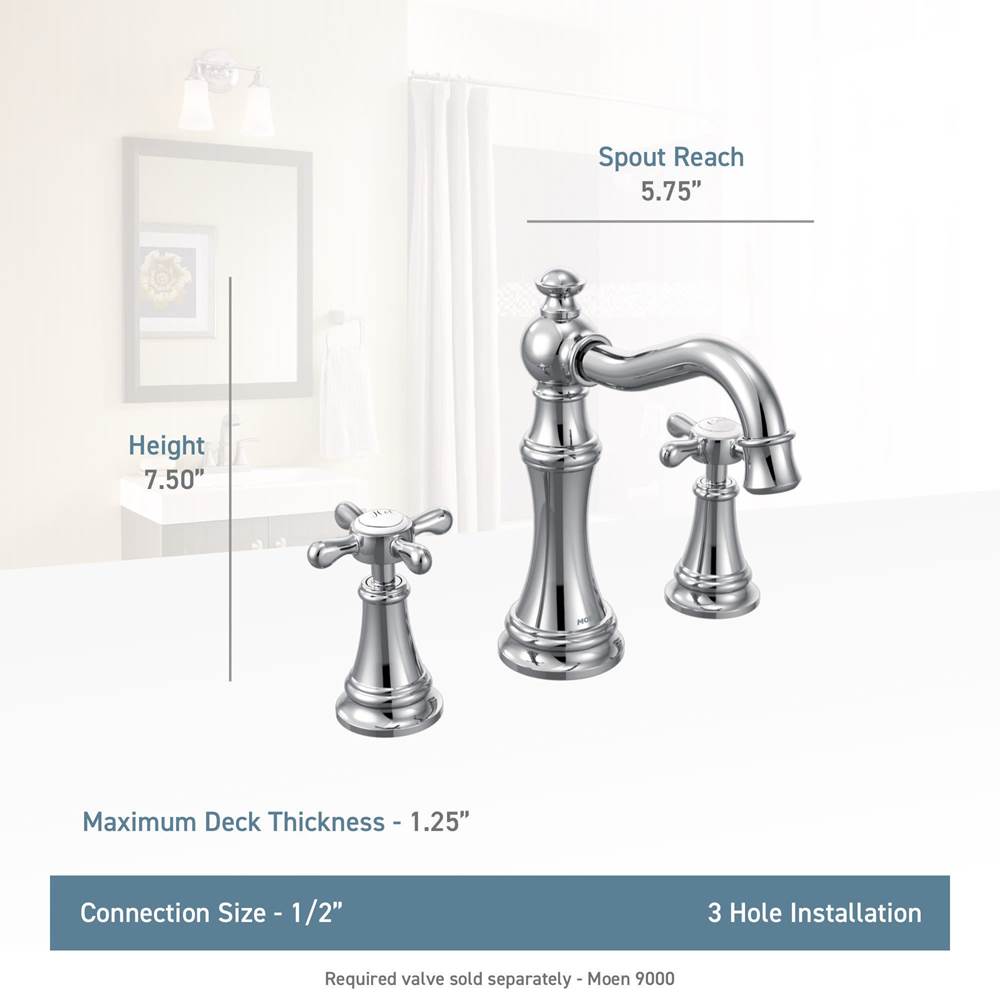 Weymouth 8 in. Widespread 2-Handle High-Arc Bathroom Faucet Trim Kit in Chrome (Valve Sold Separately)